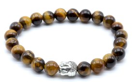 Pulseira Olho de Tigre & Buda perles 8mm
