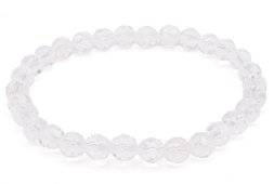 Pulseira de cristal de rocha com contas facetadas de 6 mm