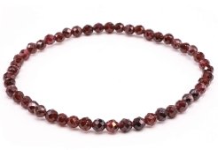 Pulseira de granada com contas facetadas de 4 mm