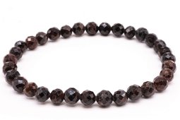 Pulseira de granada com contas facetadas de 6 mm