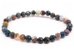 Pulseira de Jaspe Oceânico com Contas Facetadas de 6mm