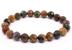 Pulseira de Jaspe Oceânico com Contas Facetadas de 8mm