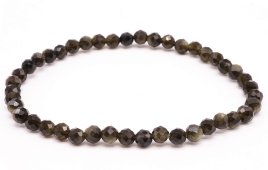 Pulseira de obsidiana dourada com contas facetadas de 4 mm