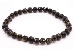 Pulseira de obsidiana dourada com contas facetadas de 6 mm