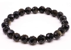 Pulseira de obsidiana dourada com contas facetadas de 8 mm