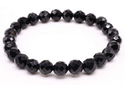 Pulseira de ônix preto com contas facetadas de 8 mm