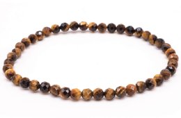 Pulseira de Olho de Tigre com Contas Facetadas de 4mm