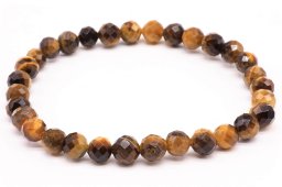 Pulseira de Olho de Tigre com Contas Facetadas de 6mm