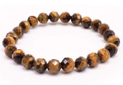 Pulseira de Olho de Tigre com Contas Facetadas de 8mm