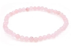 Pulseira de quartzo rosa com contas facetadas de 4 mm