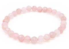 Pulseira de quartzo rosa com contas facetadas de 6 mm