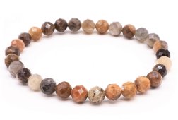 Pulseira de Pedra do Sol Negra com Contas Facetadas de 6mm