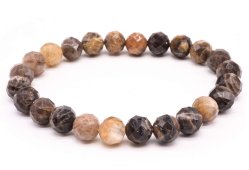 Pulseira de Pedra do Sol Negra com Contas Facetadas de 8mm