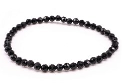 Pulseira de turmalina negra com contas facetadas de 4 mm