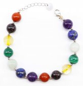 Pulseira Prata 925 7 Chakras perles 8mm