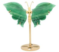 Borboleta de aventurina verde sobre base, 14 cm