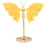 Borboleta de calcita laranja sobre base de 14 cm