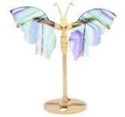 Borboleta multicolorida de fluorita sobre uma base de 14 cm