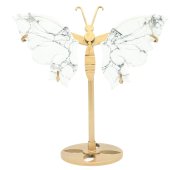 Borboleta de howlita em base de 14 cm