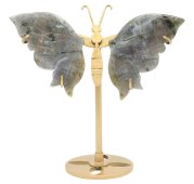 Borboleta de labradorita sobre base, 14 cm