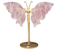 Borboleta de quartzo rosa sobre base de 14 cm