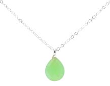 Colar Prata 925 Jade Verde Goutte