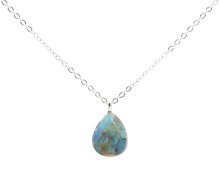 Colar Prata 925 Turquoise Goutte