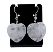 Brincos Coração Cristal de Rocha 4cm