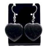 Brincos Coração Obsidiana Preta 4cm