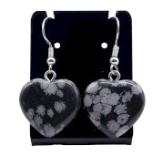 Brincos Coração Obsidiana Neige 4cm