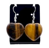 Brincos Coração Olho de Tigre 4cm