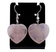Brincos Coração Quartzo Rosa 4cm