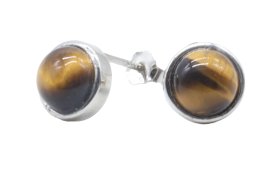 Brincos Prata 925 Olho de Tigre ronde polie