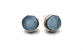 Brincos Prata 925 Aigue Marine ronde bruta