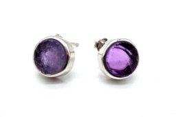 Brincos Prata 925 Ametista ronde bruta