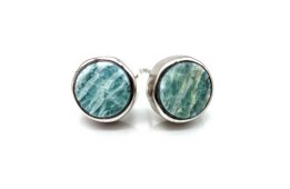 Brincos Prata 925 Amazonita ronde bruta