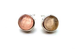 Brincos Prata 925 Quartzo Rosa ronde bruta