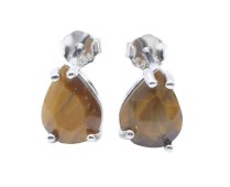 Brincos Prata 925 Olho de Tigre Larme