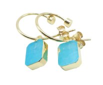 Boucles d'oreilles Prata 925 'Arche Dourado' - Amazonita