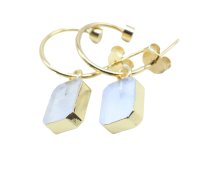 Boucles d'oreilles Prata 925 'Arche Dourado' - Pedra de Lua