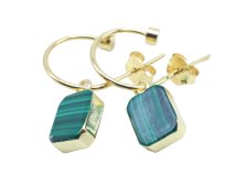 Boucles d'oreilles Prata 925 'Arche Dourado' - Malaquita