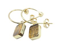 Boucles d'oreilles Prata 925 'Arche Dourado' - Olho de Tigre