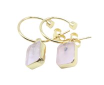 Boucles d'oreilles Prata 925 'Arche Dourado' - Quartzo Rose