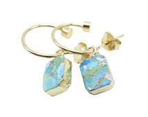 Boucles d'oreilles Prata 925 'Arche Dourado' - Turquoise
