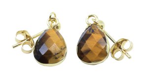 Boucles d'oreilles Prata 925 'Ondée Douradoe' - Olho de Tigre