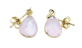 Boucles d'oreilles Prata 925 'Ondée Douradoe' - Quartzo Rose