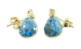 Boucles d'oreilles Prata 925 'Ondée Douradoe' - Turquoise