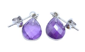 Boucles d'oreilles Prata 925 'Ondée Argentée' - Ametista