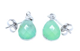 Boucles d'oreilles Prata 925 'Ondée Argentée' - Jade Vert