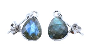 Boucles d'oreilles Prata 925 'Ondée Argentée' - Labradorita